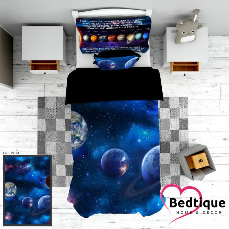 Planets Blue Duvet Cover set