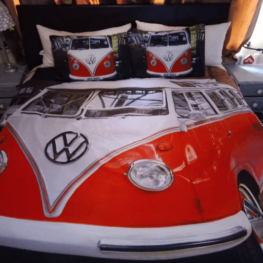 Red Volkswagen Kombi Duvet Cover Set