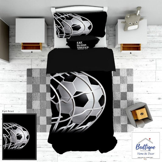 Soccer Ball in net Duvet Cover Set