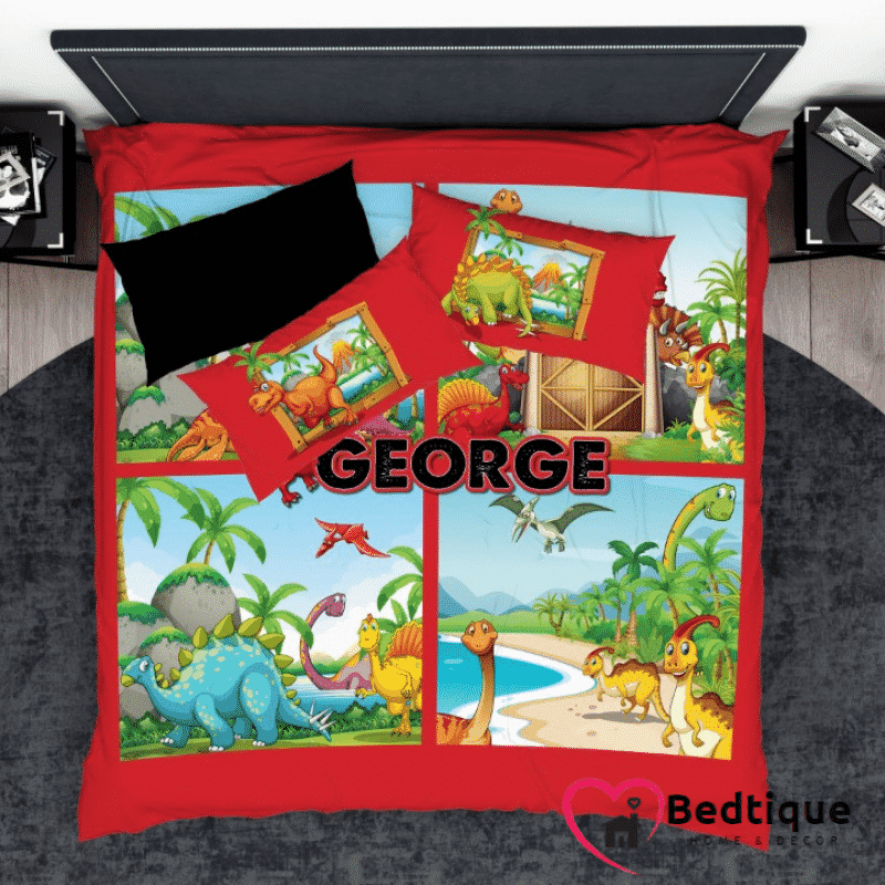 Red Dinosaur Duvet Cover set